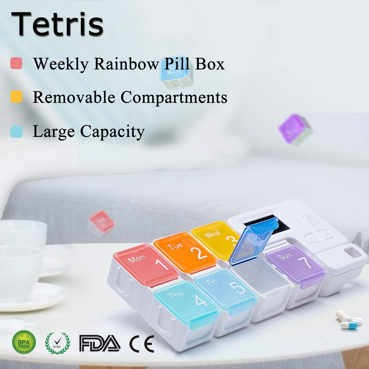 7 Days Pill Organizer with Reminder Alarm