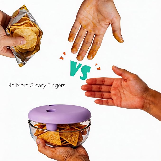 Hands-Free Snack Container with Finger Lid