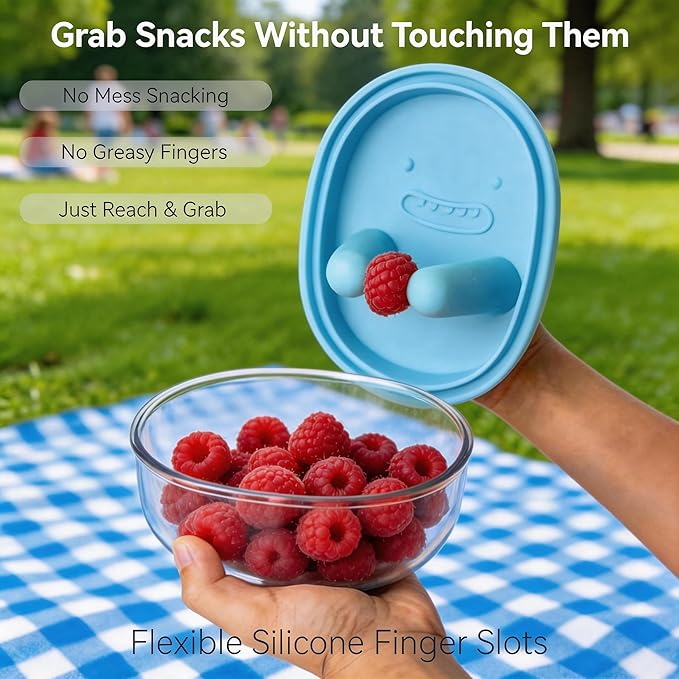 Hands-Free Snack Container with Finger Lid