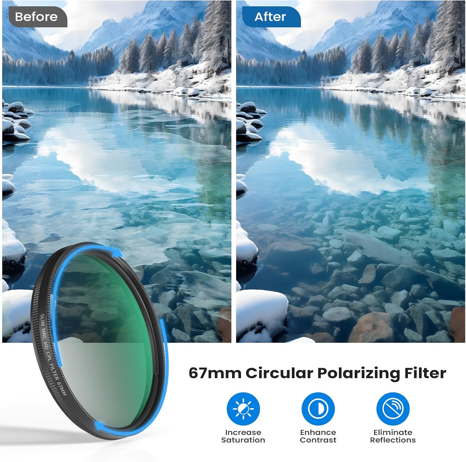 52mm Glass Phone CPL Polarizer Lens